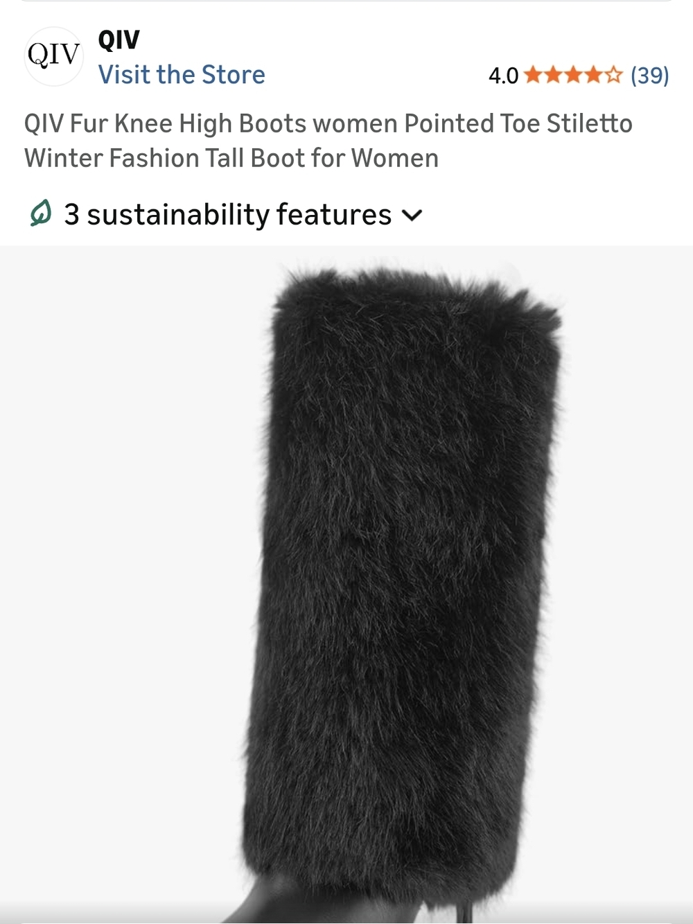 Qi Black Fur Over-the-Knee Stiletto Boots